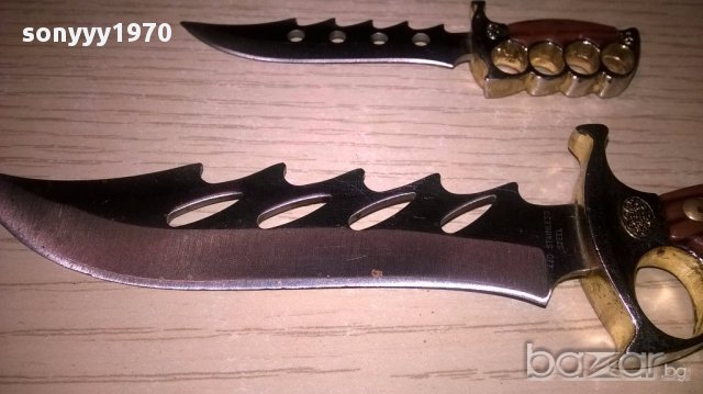 440 stainless steel-ножове 2 бр с кания-17см-внос швеицария, снимка 9 - Антикварни и старинни предмети - 17317592