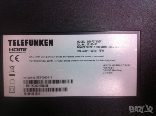 TELEFUNKEN- D39F275Q3CI, снимка 1