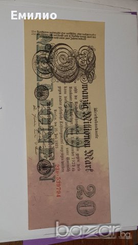 UNC. 20 MILLIONS REICHSMARK 1923, снимка 1 - Нумизматика и бонистика - 17590015