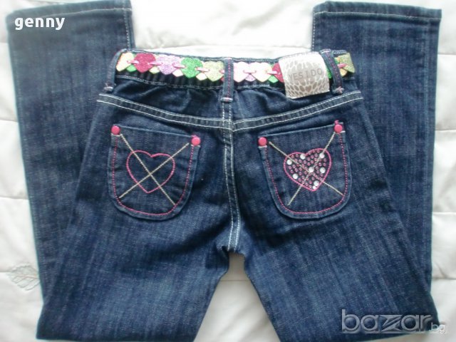 2лв!Разпродажба:Готини момичешки дънки с подарък красив колан! Отлични!, снимка 2 - Детски панталони и дънки - 9680977