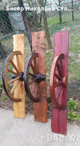 Рафт- етажерка от автентично колело на каруца!!!, снимка 9 - Декорация за дома - 10897306