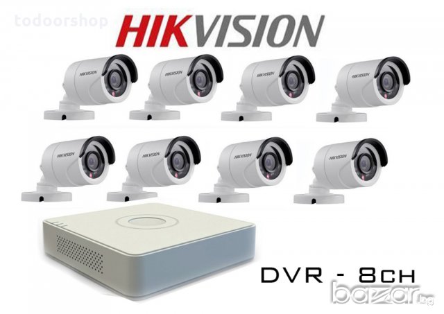 Комплект за видеонаблюдението с 8 камери четирибридни HIKVISION