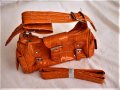 НОВА Дамска чанта Оранж с лак релеф за през рамо - Внос, снимка 11