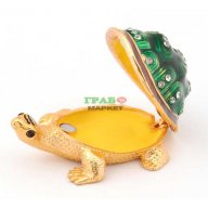 Декоративна метална кутийка за бижута във формата на костенурка - фаберже, снимка 2 - Декорация за дома - 15792268