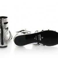 ПРОМО 🍊 JUST CAVALLI № 37 🍊 Дамски кожени сандали в сребристо SILVER GLADIATOR нови с кутия, снимка 9 - Сандали - 21798266
