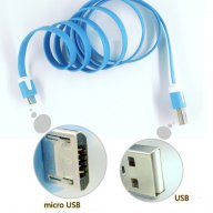 Цветен плосък Micro USB – USB кабел., снимка 2 - USB кабели - 11289647