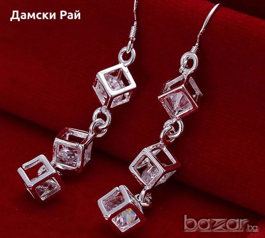 Страхотни сребърни обеци квадрати, снимка 1