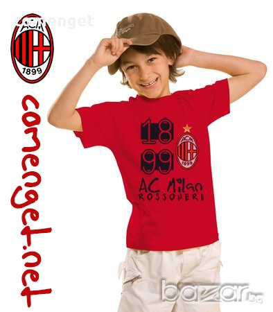 NEW Детски тениски AC MILAN / МИЛАН! Поръчай модел С Твоя Снимка или идея!, снимка 1