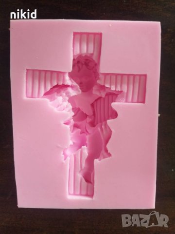 Голям кръст с Ангел силиконов молд форма за декорация торта фондан шоколад гипс кръщене пита, снимка 2 - Форми - 21873729