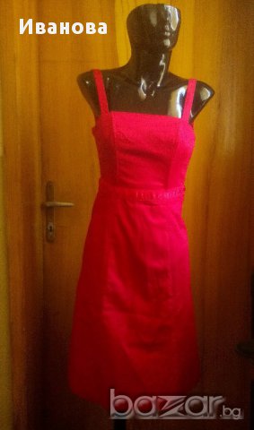 Червена рокля под коляното С, снимка 1