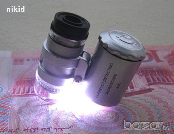 мини лупа микроскоп с LED UV светлина осветление и 60Х увеличение, снимка 4 - Други инструменти - 15393260