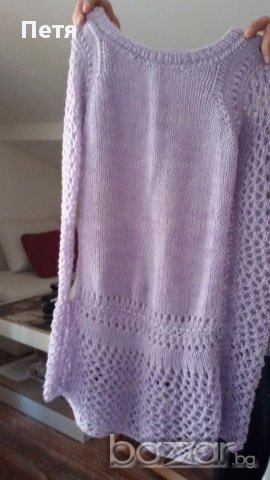 Ръчно плетиво, туника, блуза, люляково лилаво, снимка 4 - Туники - 17375832