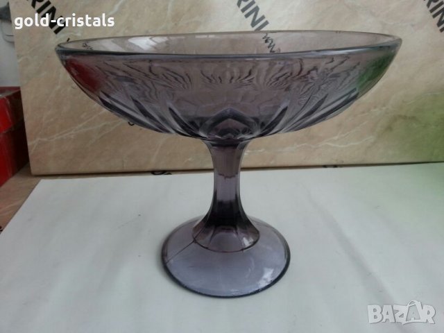 антикварна купа фруктиера цветно лилаво стъкло, снимка 2 - Антикварни и старинни предмети - 26107103
