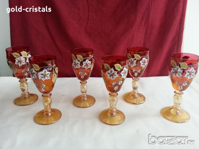 Кристален сервиз  Бохемия гарафа и 6бр чаши , снимка 12 - Антикварни и старинни предмети - 20824620