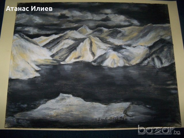 Пейзаж в черно и бяло, подписан, худ. Десислава Илиева, снимка 2 - Картини - 19910047
