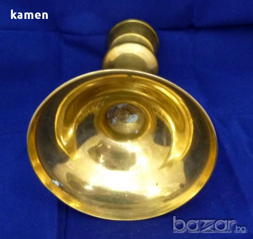 Свещник месинг 17,5 см, снимка 3 - Антикварни и старинни предмети - 15068401