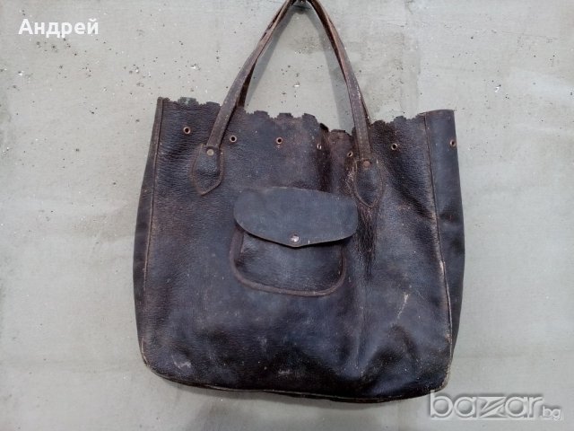 Старинна пазарска кожена чанта 2, снимка 2 - Антикварни и старинни предмети - 20130097