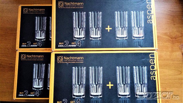 Aspen к-т 4 чаши Nachtmann 309ml - оловен кристал - в красива опаков , снимка 4 - Чаши - 20302606