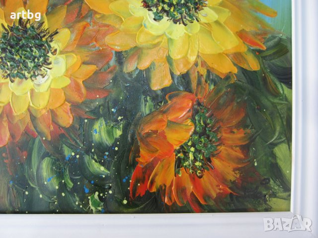 Автентична картина "Слънчогледите", снимка 4 - Картини - 24806069