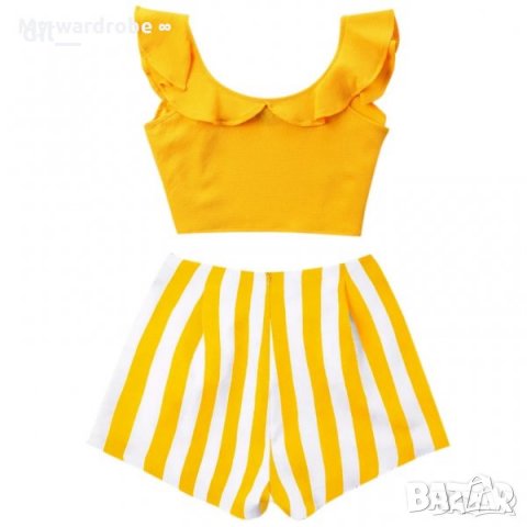 Налични! Жълт комплект панталонки и топ ХС-Л, снимка 2 - Къси панталони и бермуди - 25261363