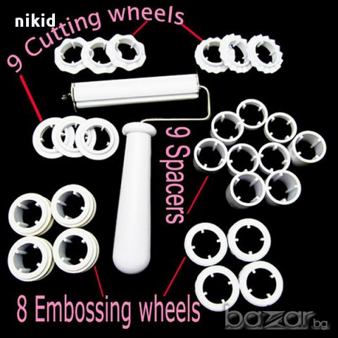 нож валяк за тесто пай нож с много приставки резец за ленти ролков декоратор , снимка 3 - Форми - 13272575