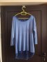 синя блуза с отворен дантелен гръб , снимка 1 - Блузи с дълъг ръкав и пуловери - 26066122
