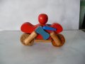 Дървена фигурка играчка мотоциклетист с мотоциклет мотор , снимка 3