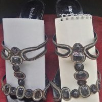 Елегантни дамски сандали с метализиран ток и камъни, снимка 11 - Сандали - 21647010