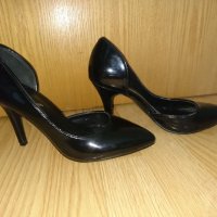 Дамски черни, лачени, високи обувки "Paolo Boticelli" - 37 номер, снимка 2 - Дамски елегантни обувки - 26182046