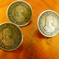 Три сребърни копчета с образа на имп.Мария Терезия, снимка 3 - Колекции - 24545574
