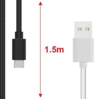 Текстилен кабел за данни micro USB, 1.5м, снимка 1 - USB кабели - 23649122