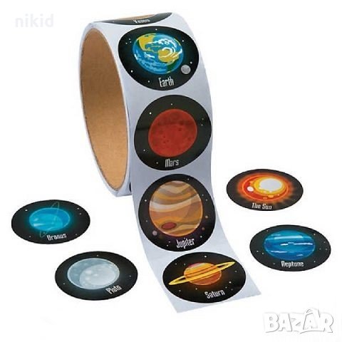 Планети Космос 50 бр самозалепващи лепенки стикери за ръчна изработка за подарък , снимка 1