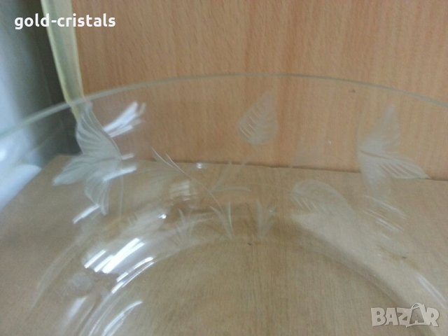 кристална купа фруктиера гравирана, снимка 5 - Антикварни и старинни предмети - 25320136