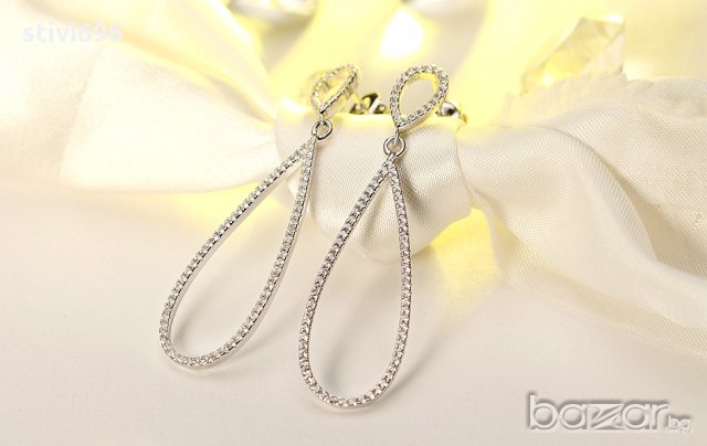 Обеци капка S 925 стерлинг+циркон. , снимка 4 - Обеци - 20322476