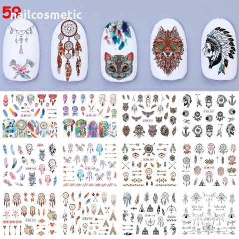 Водни стикери за маникюр 12 в 1