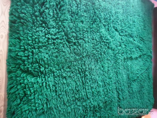 дългокосмест зелен  губер естествена вълна ръчно тъкан, снимка 2 - Покривки за легло - 12014708