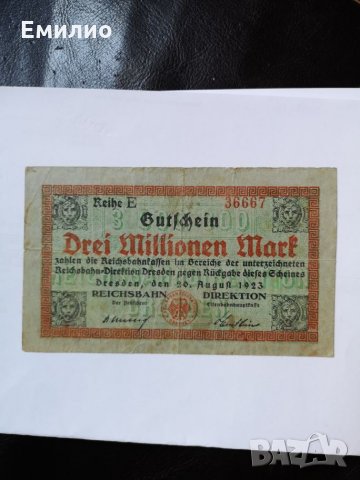 3 Millions Mark ReichbahnDirection Dresden