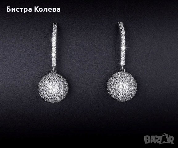 Сребърни обици с цирконий, снимка 3 - Обеци - 25272727