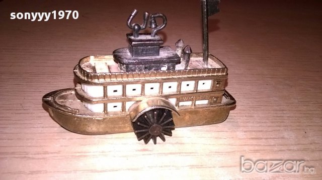 Мини ретро колекция-параход-бронз/месинг-9х6х4см-внос швеицария, снимка 4 - Антикварни и старинни предмети - 17469666