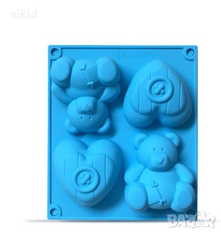 Мече и сърце дълбоки силиконов молд форма калъп за сапун гипс шоколад мъфин кекс фондан