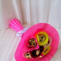 Букетче с шоколадови бонбони , снимка 1 - Декорация за дома - 21872545