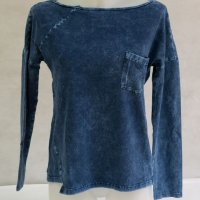 Памучна синя дамска блуза My Manifesto , снимка 2 - Блузи с дълъг ръкав и пуловери - 22208639