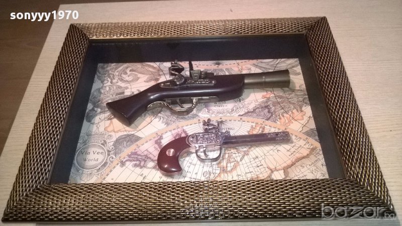 ретро/колекция-картина с пищови 50х40х7см-с стъкло и за стена, снимка 1