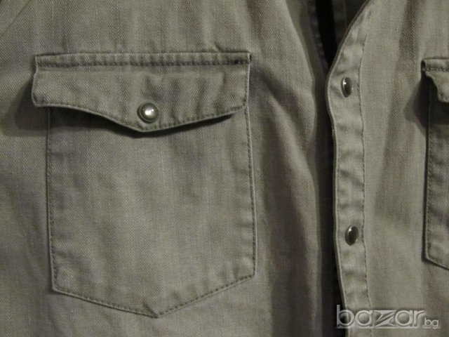 ► мъжка дънкова риза Henry choice със стилна и здрава материя размер L с капси , снимка 3 - Ризи - 9847220