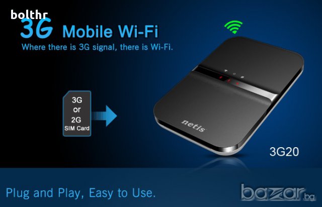 3G МОБИЛЕН WI-FI РУТЕР NETIS 3G20, снимка 2 - Рутери - 10044369