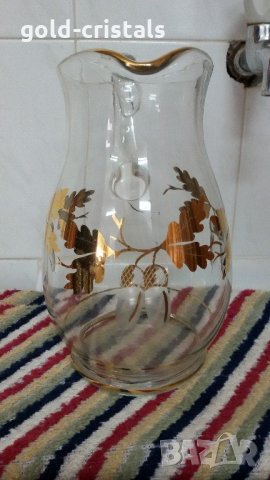 стара стъклена кана с позлата , снимка 3 - Антикварни и старинни предмети - 21959191