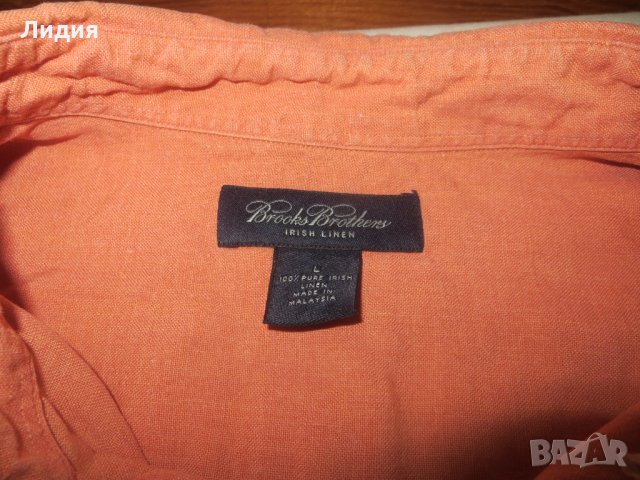 Мъжка риза с къс ръкав от лен Brooks Brothers, снимка 3 - Ризи - 25702812