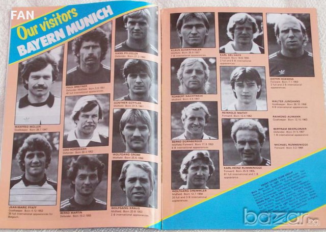 Тотнъм Хотспър - Байерн Мюнхен оригинална футболна програма от турнира за КНК през 1982 г., снимка 6 - Фен артикули - 12102566