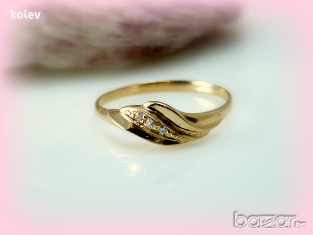златен пръстен с цирконии -евгения- 1.87 грама/размер №61.5, снимка 4 - Пръстени - 13272180