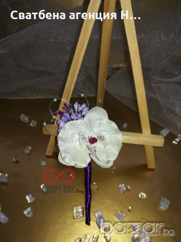Сватбена бутониера за ревер Орхидея Перлита, снимка 2 - Сватбени аксесоари - 20709980
